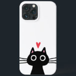 Cute Black Cat med hjärta<br><div class="desc">Skydda din mobil i stil med den här coolan katter iphone case! Quirky Black kattunge,  finns på fodral för iPhone och Samsung. En högkvalitativ mobiltelefon för snyggtar för kattälskare. Besök Jenns Doodle World för ännu fler underbara produkter som innehåller denna vita svarta katt.</div>