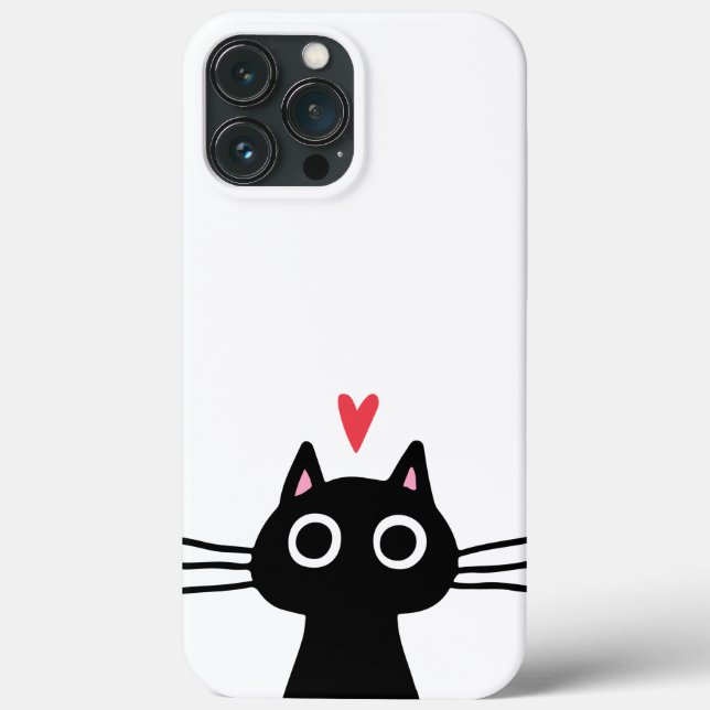 Cute Black Cat med hjärta (Baksida)