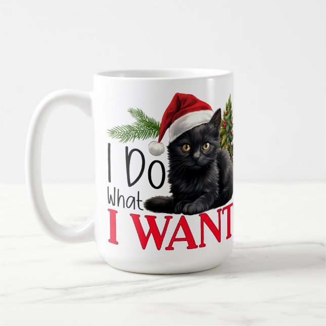 CUTE BLACK CAT MED JULGRAN KAFFEMUGG (Vänster)