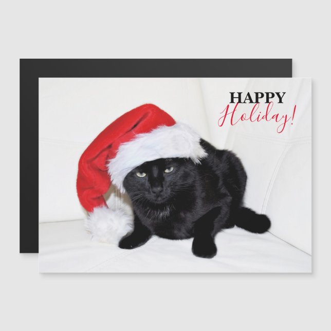 Cute Black Cat med Santa Hat (Fram/baksida)