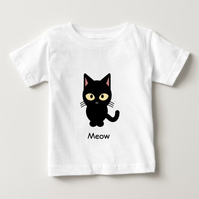 Cute black cat mede tecknad baby shirt tee shirt (Framsida)