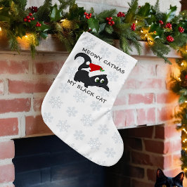 Cute Black Cat Meowy Catmas Pet-julklapp Stor Julstrumpa