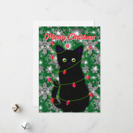 Cute Black cat Meowy jul Julkort