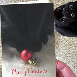 Cute Black Cat Meowy jul Pet Helgdag Card Helgkort