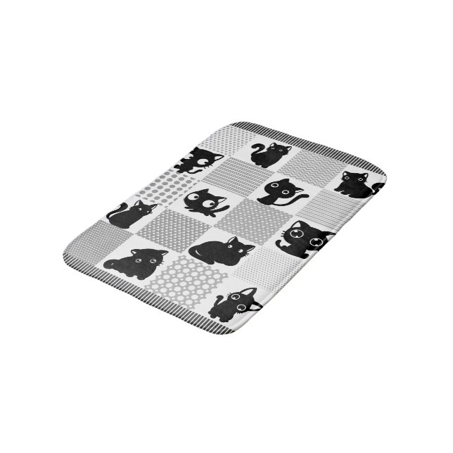 Cute Black Cat Mönster Badrumsmatta (Vinklad)