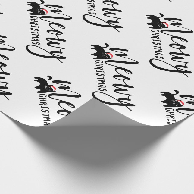 Cute Black Cat Mönster Meowy jul Presentpapper (Hörn)