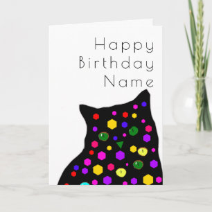 Cute Black Cat Mosaic Art Deco Birday Card Kort