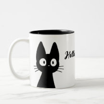 Cute Black Cat Mugg - Funny Hej Hooman Coffee Kopp