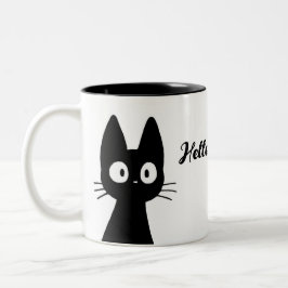 Cute Black Cat Mugg - Funny Hej Hooman Coffee Kopp