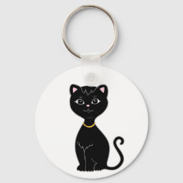 Cute Black Cat Nyckelring