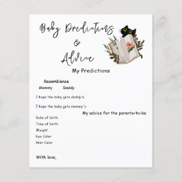 Cute Black Cat och Bok Baby Shower Game Flyer
