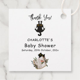 Cute Black Cat och Bok Baby Shower Gåvor Etiketter