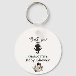 Cute Black Cat och Bok Baby Shower Nyckelring