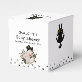 Cute Black Cat och Bok Baby Shower Presentaskar