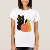Cute Black cat och Pumpkins