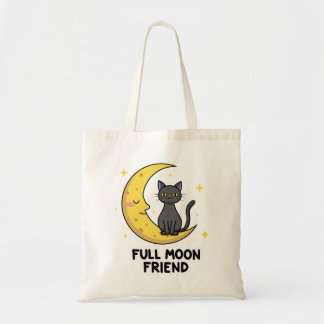 Cute Black Cat on Moon - Full Moon Friend Tygkasse