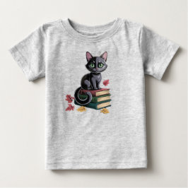 Cute Black Cat på Bokar Småbarn T-Shirt