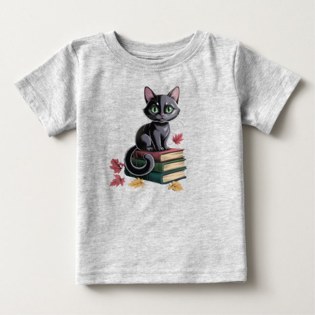Cute Black Cat på Bokar Småbarn T-Shirt (Framsida)