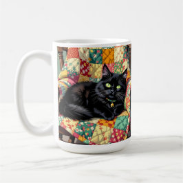 Cute Black Cat på rakstol Kaffemugg