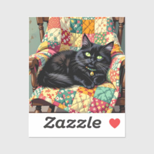 Cute Black Cat på rakstol Klistermärken