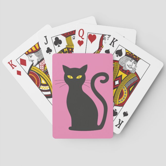 CUTE BLACK CAT PÅ rosa PLAYCDS Casinokort (Baksidan)