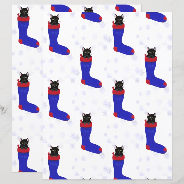 Cute Black Cat, Papper julklapp (Fram/baksida)