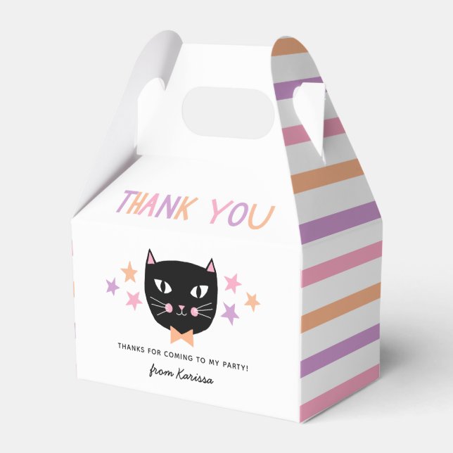Cute Black Cat Pastel Halloween Birthday Namn Presentaskar (Framsidan Sidan)