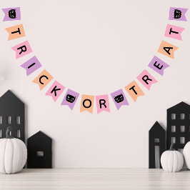Cute Black Cat Pastel Halloween Bus eller godis Vimplar