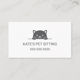 Cute Black Cat Peeking Pet Sitta Service 2 Visitkort