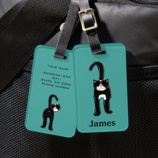 Cute Black Cat-Personlig Bagagebricka (Skapare uppladdad)