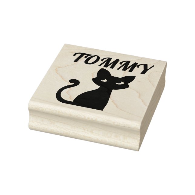 CUTE BLACK CAT PERSONLIG NAMN GUBBER FRIMÄRKE STÄMPEL (Stämpel)