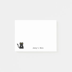 Cute Black Cat Pet Animal Tecknad Anpassat namn ef Post-it Block