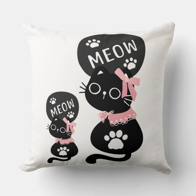 Cute Black Cat Pillow - Kudde (Framsida)