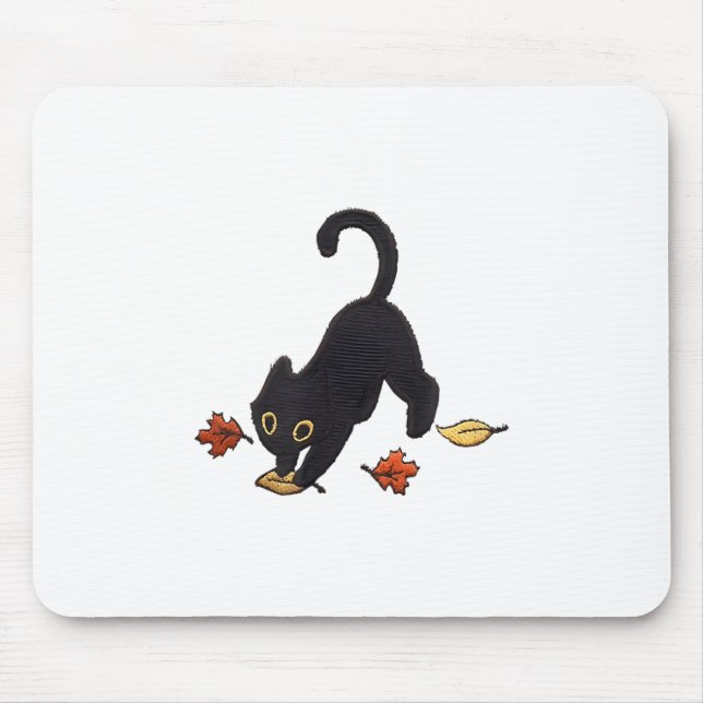 Cute Black Cat Pouncing Löv _1 Musmatta (Framsidan)