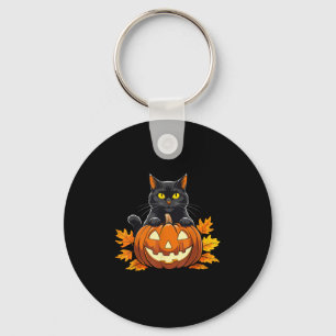 Cute Black Cat Pumpkin Halloween Costume Spooky Se Nyckelring