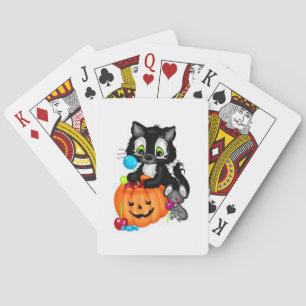 Cute Black Cat, Pumpkin och Mouse Casinokort