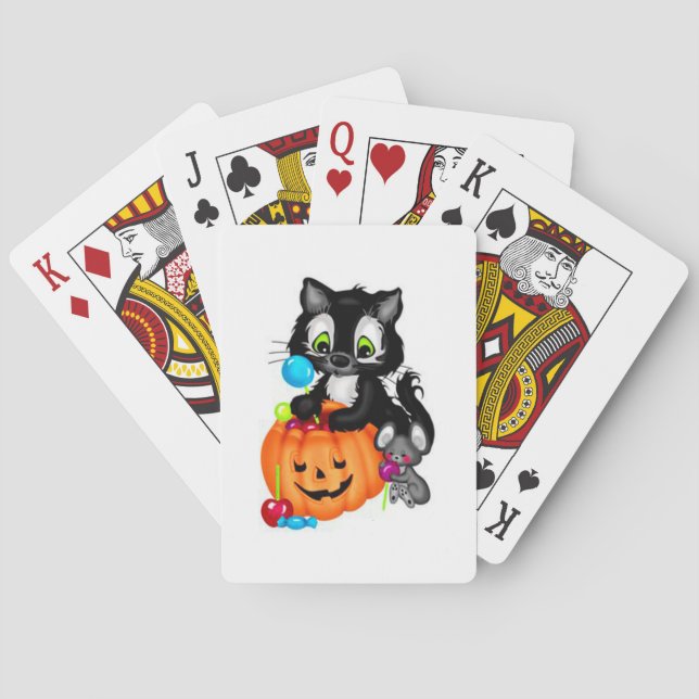 Cute Black Cat, Pumpkin och Mouse Casinokort (Baksidan)