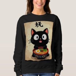 Cute Black Cat Ramen - Kawaii Japansk Noodle Art T Shirt