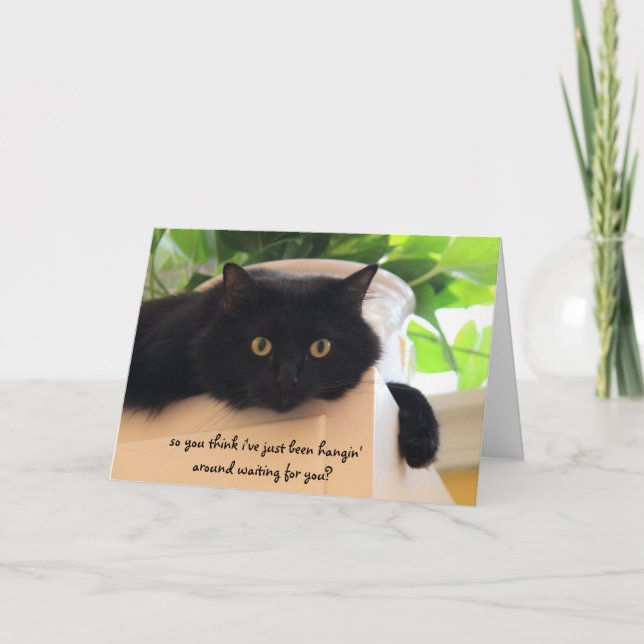 Cute Black Cat, roligt "miss you"-kort Kort (Framsida)