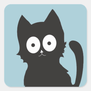 Cute Black cat silhouette Fyrkantigt Klistermärke