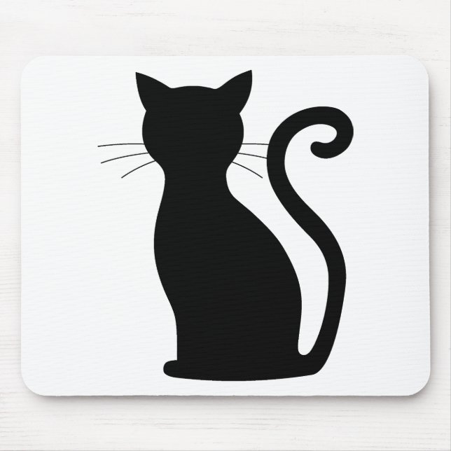 Cute Black Cat Silhouette Roligt Black and White Musmatta (Framsidan)