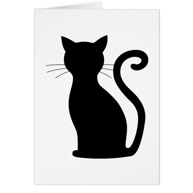 Cute Black Cat Silhouette Roligt Black and White OBS Kort (Framsidan)