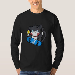 Cute Black Cat Skateboard T Shirt