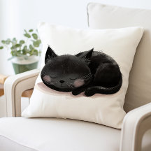 Cute Black Cat Sleeping Pillow, Mysigt Cat