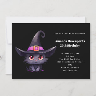 Cute Black Cat som föder upp en måltid Inbjudningar