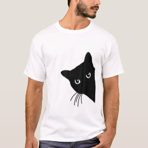 Cute Black Cat Spy Peeking runt hörnkitten T Shirt