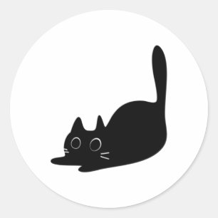Cute Black Cat Sticker Sticker Runt Klistermärke