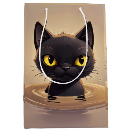 Cute Black Cat Swimming Celebration Art