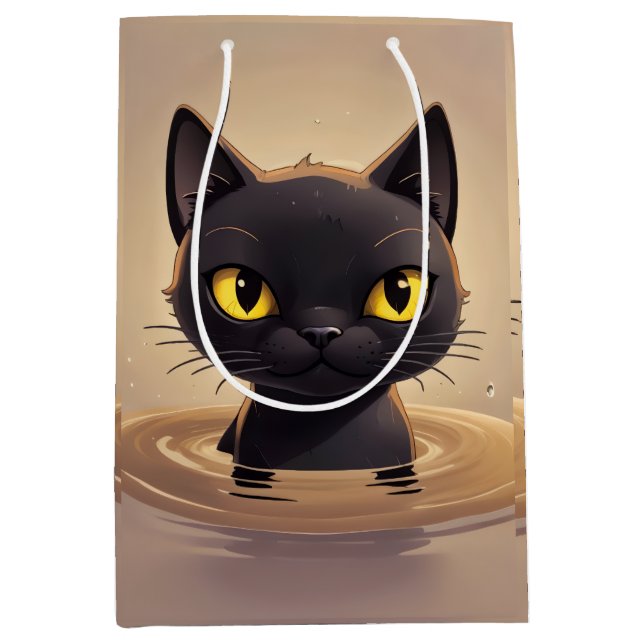 Cute Black Cat Swimming Celebration Art (Framsidan)