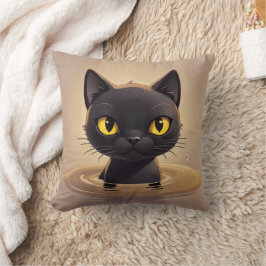 Cute Black Cat Swimming Decorative Art Kudde